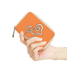 Load image into Gallery viewer, Ti Amo I love you - Exclusive Brand - Coral - Double White Heart - PU Leather - Zipper Card Holder
