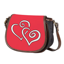 Load image into Gallery viewer, Ti Amo I love you - Exclusive Brand - Red Pink - Double White Heart - Saddle Bag
