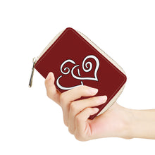 Load image into Gallery viewer, Ti Amo I love you - Exclusive Brand - Bass Brown - Double White Heart - Zipper Card Holder
