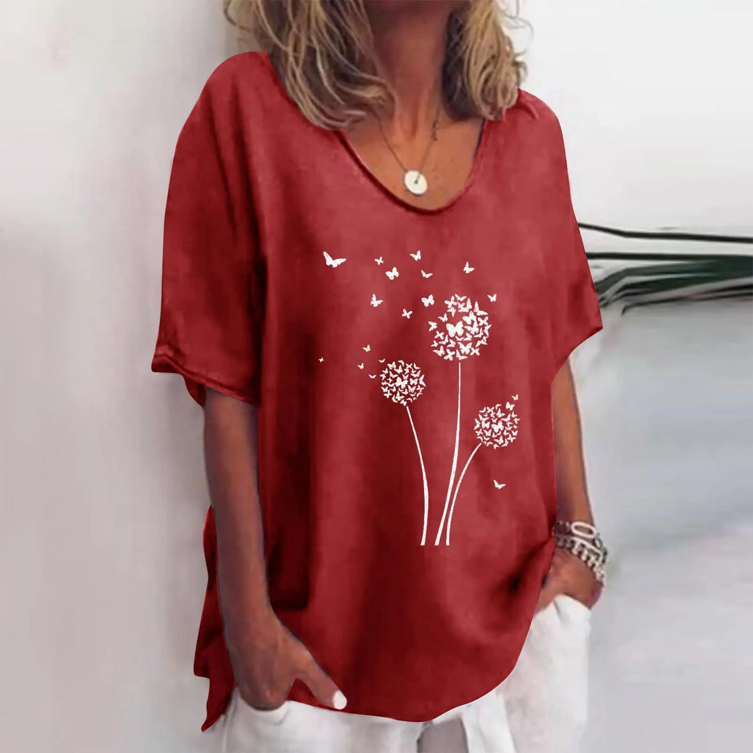 Women's V-Neck Loose Casual Pullover Top