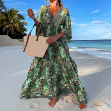 Load image into Gallery viewer, Womens - Boho Print Half Sleeve Dress Kimono Cardigan Shirt Lace Up Oversize Beach Cover-Up
