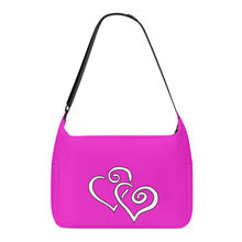 Load image into Gallery viewer, Ti Amo I love you - Exclusive Brand - Shocking Pink -  Double White Heart - Journey Computer Shoulder Bag
