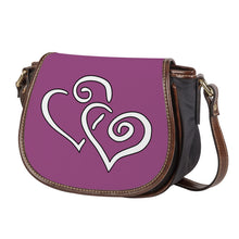 Load image into Gallery viewer, Ti Amo I love you - Exclusive Brand - Cannon Pink - Double White Heart - Saddle Bag
