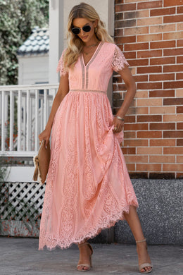 Scalloped Trim Lace Plunge Dress Ti Amo I love you