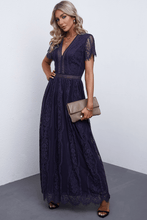 Load image into Gallery viewer, Scalloped Trim Lace Plunge Dress Ti Amo I love you
