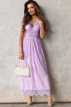 Load image into Gallery viewer, Scalloped Trim Lace Plunge Dress Ti Amo I love you
