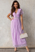 Load image into Gallery viewer, Scalloped Trim Lace Plunge Dress Ti Amo I love you
