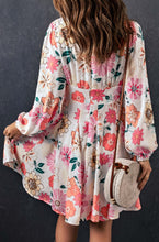 Load image into Gallery viewer, Womens - White Boho V Neck Bubble Sleeves Floral Dress - Only Sizes M Left
