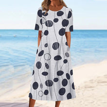 Load image into Gallery viewer, Women&#39;s Short Sleeve O Neck Pocket Casual Long Boho Dress
