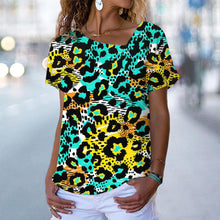 Load image into Gallery viewer, Women&#39;s V-Neck Leopard &amp; Animal Patterns Tops Tees Oversized T-Shirts
