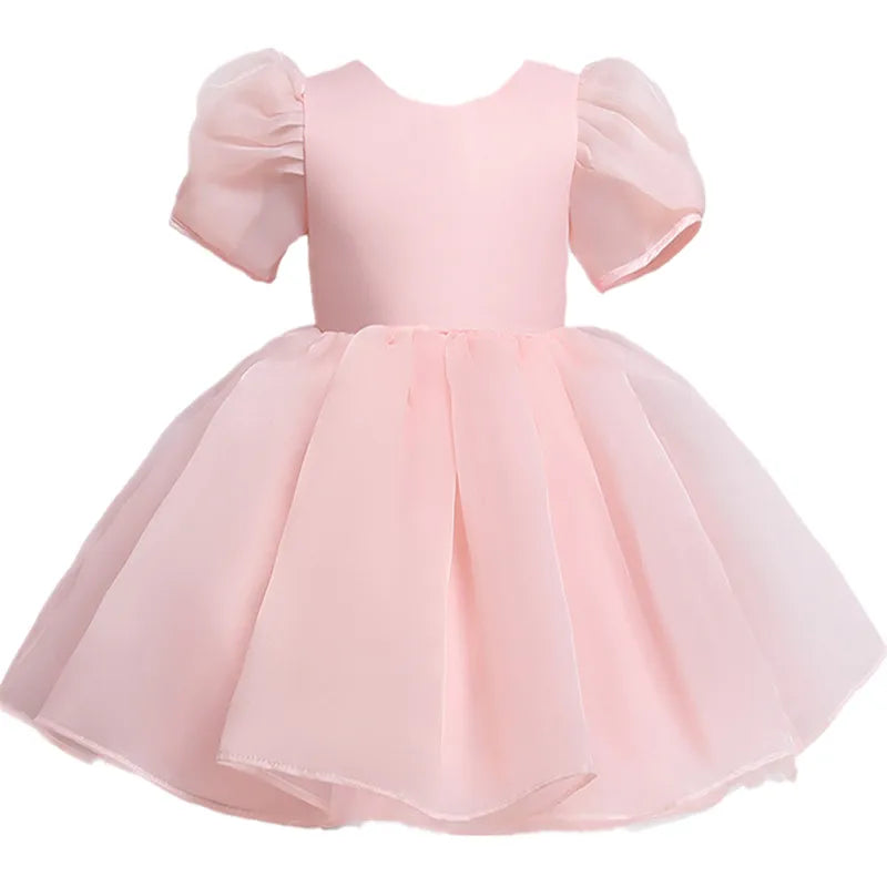 Toddler / Kids - Girls - Flower Puff Sleeve Birthday Party Wedding Fairy Princess Dress