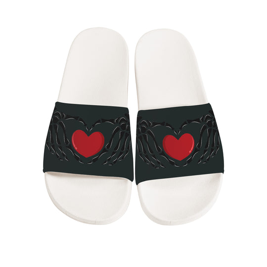 Ti Amo I love you - Exclusive Brand - Charlesron Green - Skeleton Hands with Heart -  Slide Sandals - White Soles