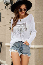 Load image into Gallery viewer, Sequin Graphic Dolman Sleeve Knit Top Ti Amo I love you
