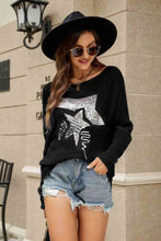 Load image into Gallery viewer, Sequin Graphic Dolman Sleeve Knit Top Ti Amo I love you
