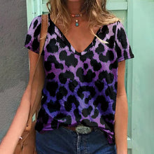 Load image into Gallery viewer, Women&#39;s V-Neck Leopard &amp; Animal Patterns Tops Tees Oversized T-Shirts
