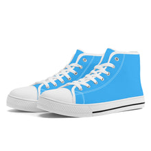 Load image into Gallery viewer, Ti Amo I love you - Exclusive Brand - Medium Cyan Blue -  High-Top Canvas Shoes - White Soles
