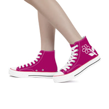 Load image into Gallery viewer, Ti Amo I love you - Exclusive Brand - Lipstick - White Daisy - High Top Canvas Shoes - White  Soles
