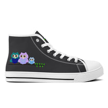 Load image into Gallery viewer, Ti Amo I love you  - Exclusive Brand - Shark - 3 Owls - High-Top Canvas Shoes - White Soles
