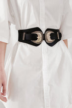 Load image into Gallery viewer, Shell Double Buckle Elastic Wide Belt Ti Amo I love you
