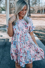 Load image into Gallery viewer, Short Sleeves Floral Print Tiered Ruffled Dress Ti Amo I love you
