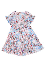 Load image into Gallery viewer, Short Sleeves Floral Print Tiered Ruffled Dress Ti Amo I love you
