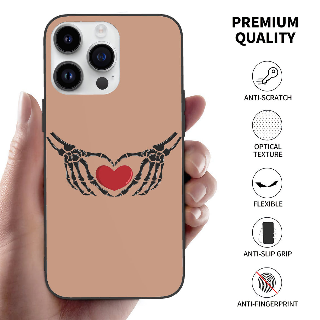 Ti Amo I love you - Exclusive Brand - Feldspar - Skeleton Hands with Heart - Apple 14 PC Phone Case (3 cameras)