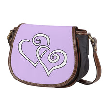 Load image into Gallery viewer, Ti Amo I love you - Exclusive Brand - Light Dusty Lavender - Double White Heart - Saddle Bag
