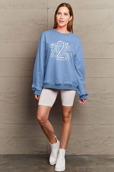 Simply Love Full Size 2024 Round Neck Dropped Shoulder Sweatshirt Ti Amo I love you