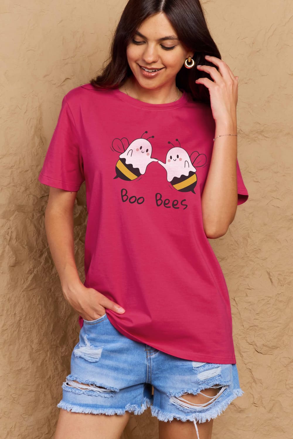 Simply Love Full Size BOO BEES Graphic Cotton T-Shirt Ti Amo I love you