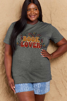 Simply Love Full Size BOOK LOVER Graphic Cotton Tee Ti Amo I love you