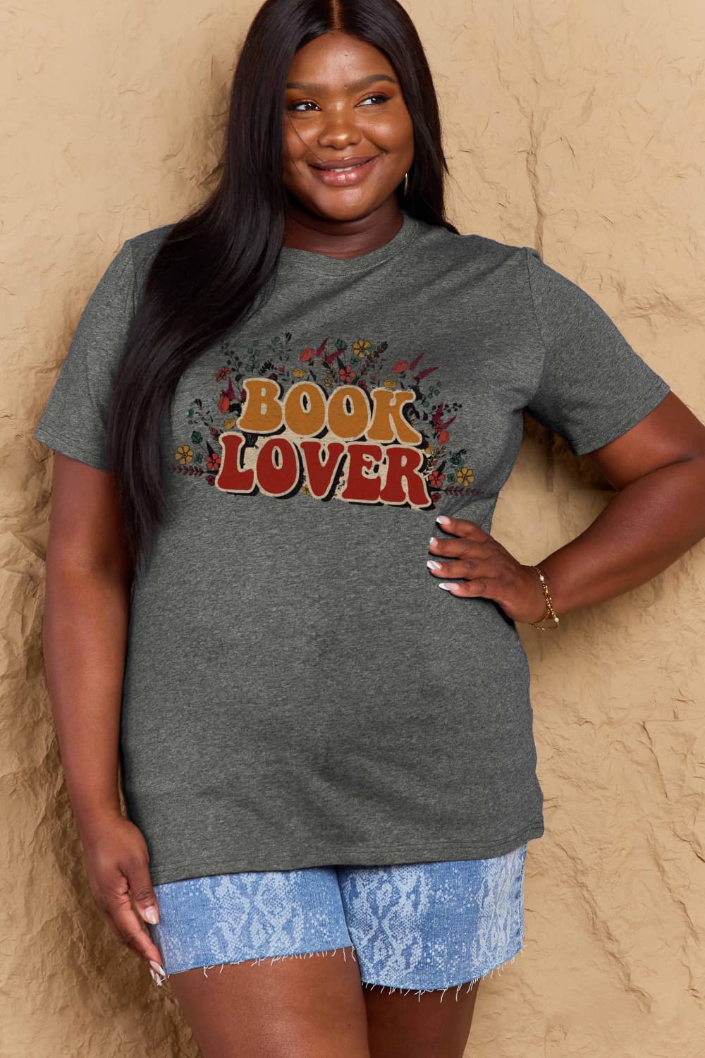 Simply Love Full Size BOOK LOVER Graphic Cotton Tee Ti Amo I love you