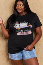 Load image into Gallery viewer, Simply Love Full Size BORN TO SPARKLE BUT NOT TODAY Graphic Cotton Tee Ti Amo I love you
