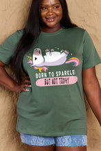 Load image into Gallery viewer, Simply Love Full Size BORN TO SPARKLE BUT NOT TODAY Graphic Cotton Tee Ti Amo I love you
