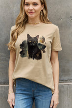 Load image into Gallery viewer, Simply Love Full Size Black Cat Graphic Cotton Tee Ti Amo I love you
