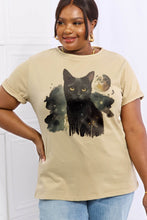 Load image into Gallery viewer, Simply Love Full Size Black Cat Graphic Cotton Tee Ti Amo I love you
