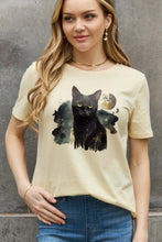 Load image into Gallery viewer, Simply Love Full Size Black Cat Graphic Cotton Tee Ti Amo I love you
