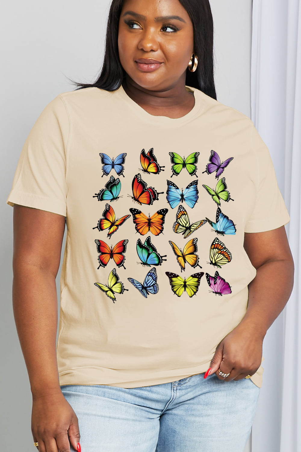 Simply Love Full Size Butterfly Graphic Cotton Tee Ti Amo I love you