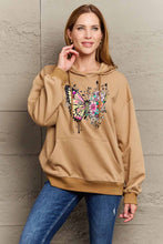 Load image into Gallery viewer, Simply Love Full Size Butterfly Graphic Dropped Shoulder Hoodie Ti Amo I love you
