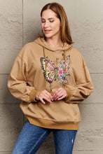 Load image into Gallery viewer, Simply Love Full Size Butterfly Graphic Dropped Shoulder Hoodie Ti Amo I love you
