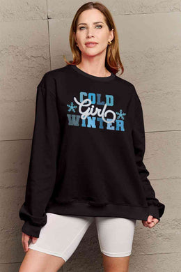 Simply Love Full Size COLD WINTER Graphic Long Sleeve Sweatshirt Ti Amo I love you