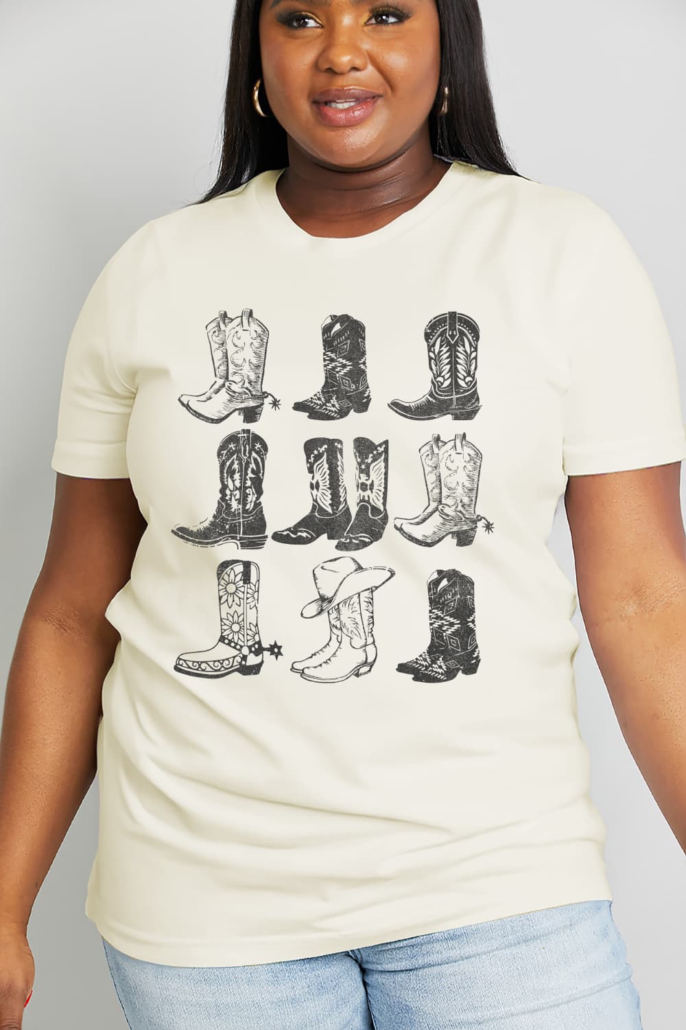 Simply Love Full Size Cowboy Boots Graphic Cotton Tee Ti Amo I love you