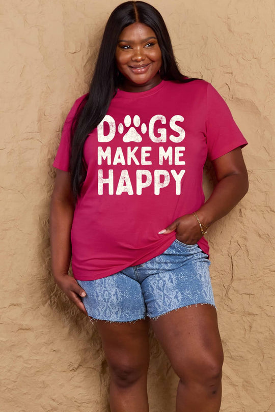 Simply Love Full Size DOGS MAKE ME HAPPY Graphic Cotton T-Shirt Ti Amo I love you