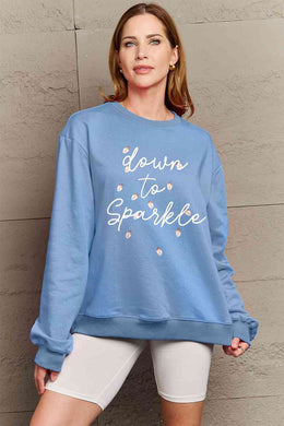 Simply Love Full Size DOWN TO SPARKLE Graphic Long Sleeve Sweatshirt Ti Amo I love you