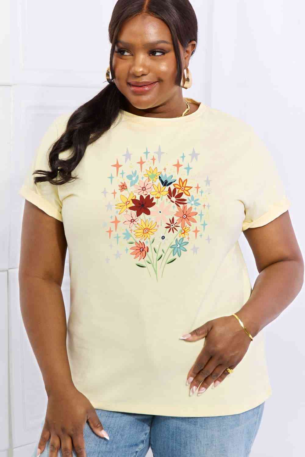 Simply Love Full Size Floral Graphic Cotton Tee Ti Amo I love you