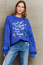 Load image into Gallery viewer, Simply Love Full Size Flower Slogan Graphic Sweatshirt Ti Amo I love you
