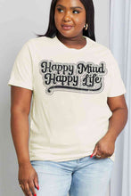 Load image into Gallery viewer, Simply Love Full Size HAPPY MIND HAPPY LIFE Graphic Cotton Tee Ti Amo I love you
