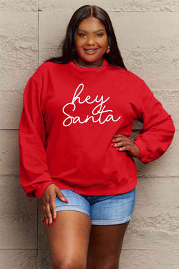 Simply Love Full Size HEY SANTA Graphic Sweatshirt Ti Amo I love you