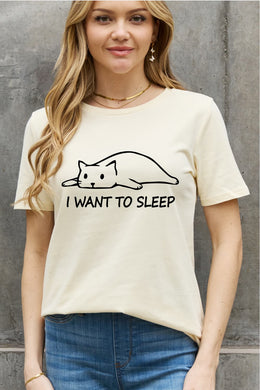 Simply Love Full Size I WANT TO SLEEP Graphic Cotton Tee Ti Amo I love you