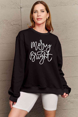 Simply Love Full Size MERRY AND BRIGHT Graphic Sweatshirt Ti Amo I love you