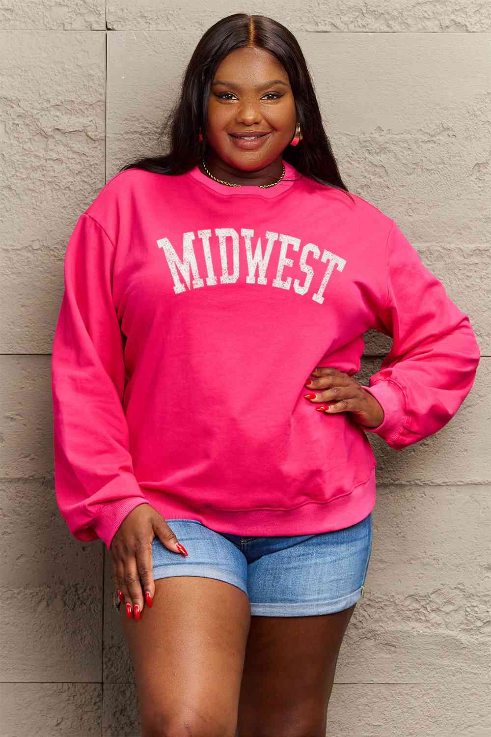 Simply Love Full Size MIDWEST Graphic Sweatshirt Ti Amo I love you